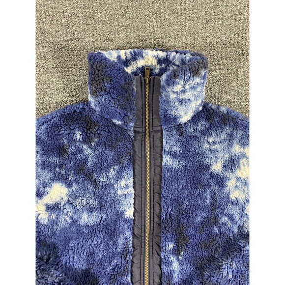 Frye Fleece Sherpa Full Zip Tie Dye Dream Jacket Blue White Womens Extra Small - Picture 2 of 12